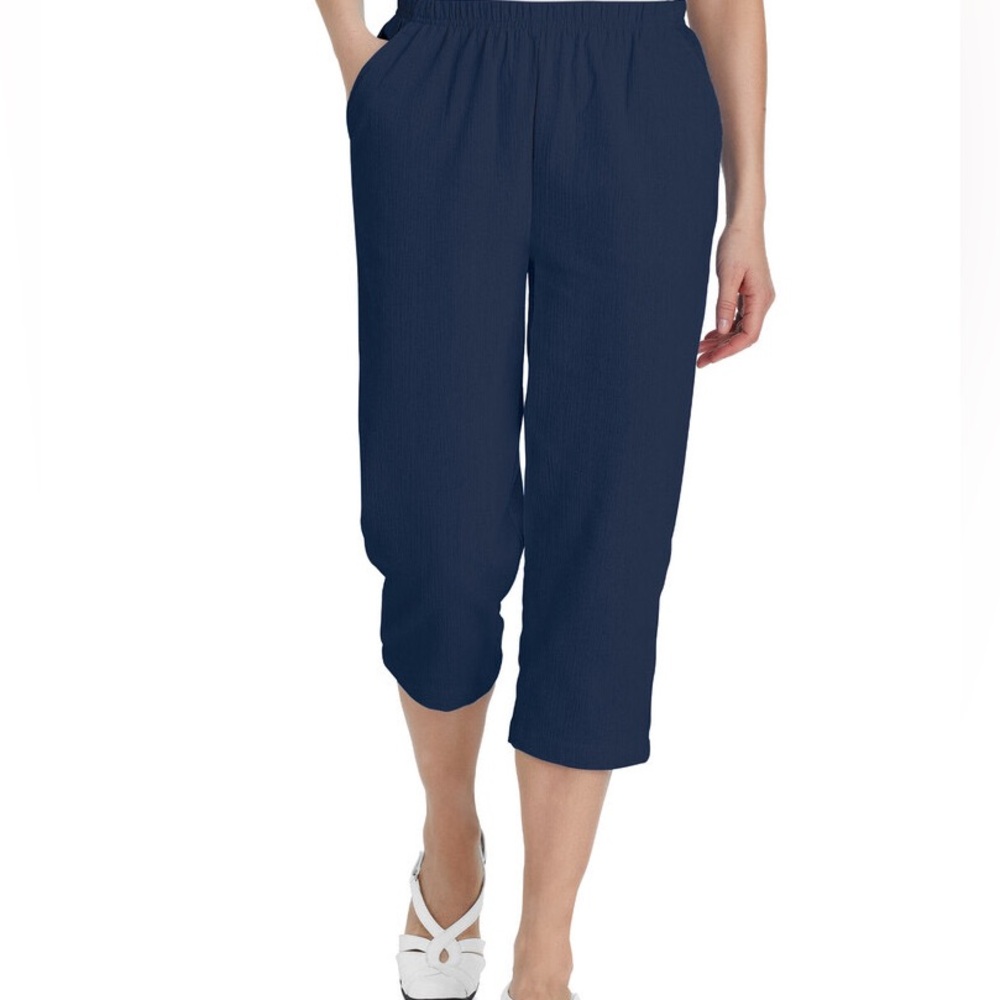 D&Co Denim & Company Navy Crop Pants XL Cotton Blend NWOT